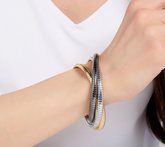 David Markstein Bronze Tri-Color Black Three Strand Slip On Tubogas Bracelet Small